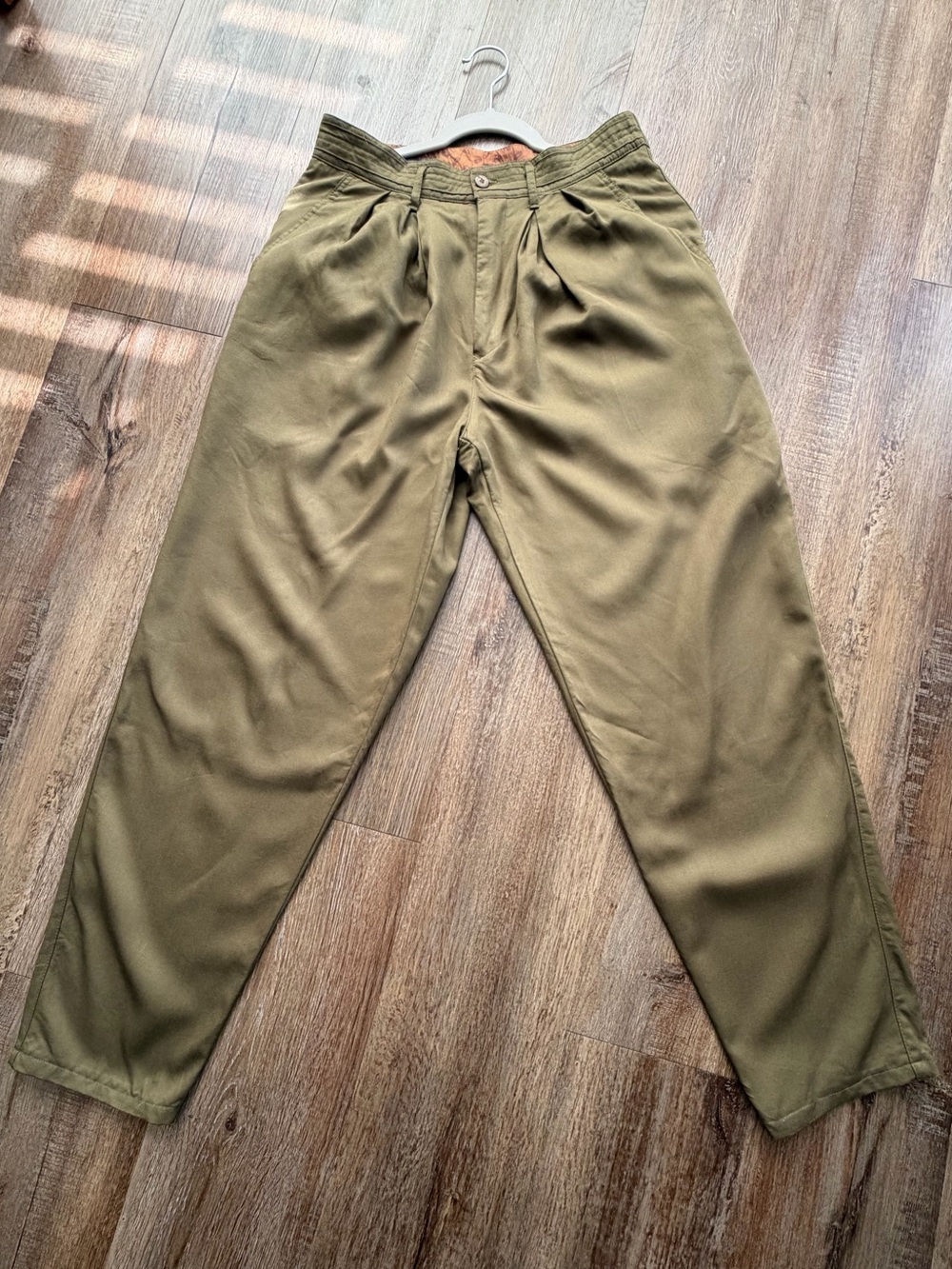 Vintage Bugatchi Uomo Olive Pleated Dress Trousers